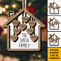 Thumbnail for Together We Make A Family House 2 Layered Wood Custom Shape Christmas Ornament AE