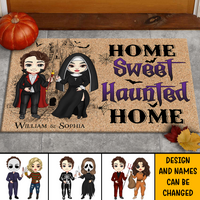 Thumbnail for Personalized Home Sweet Haunted Home Halloween Couple House Doormat AB