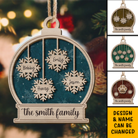 Thumbnail for Personalized Dog Lover Family Snow Globe Shaped 2 Layered Wood Christmas Ornament AE