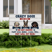 Thumbnail for Crazy dogs Live Here Personalized Lawn Sign With Stake For Dog Lovers AN