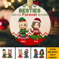 Thumbnail for Besties Friends Forever Christmas Personalized Ornament, Customized Holiday Ornament AE