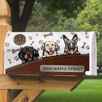 Thumbnail for Black Leather Pattern Dog Personalized Mailbox Decal- Gift for Dog Lovers AF