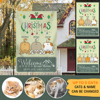 Thumbnail for Welcome To Our Home- Personalized Christmas Garden Cat Flag AD