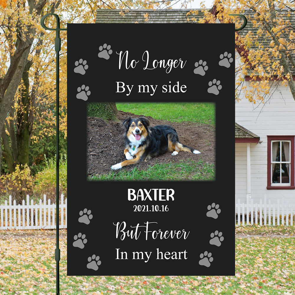 Gift For Loss Of A Pet-No Longer by my side-Personalized Custom Pet Photo Memorial Garden Flag AD
