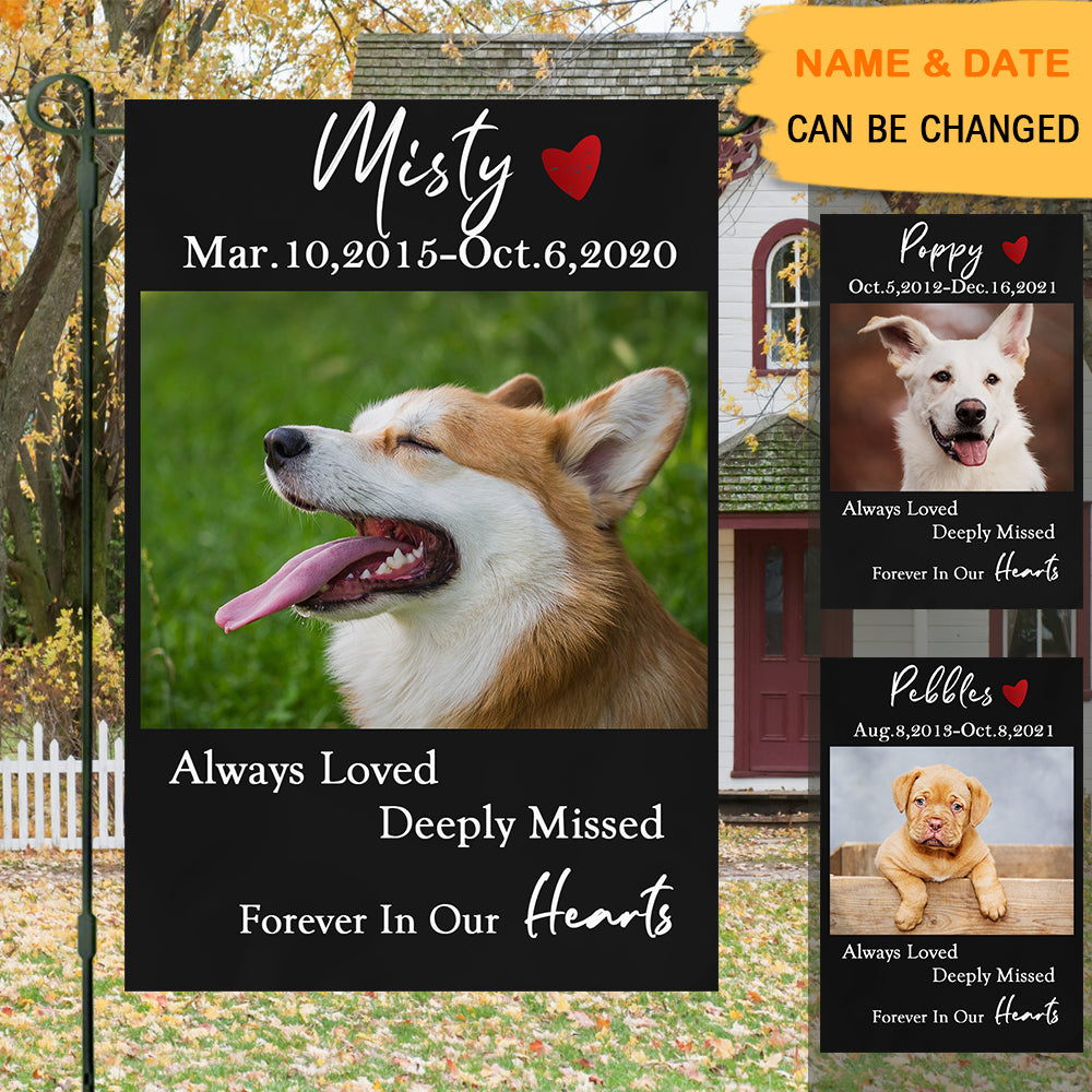 Gift For Loss Of A Pet-Forever In Our Hearts-Personalized Custom Pet Photo Memorial Garden Flag AD