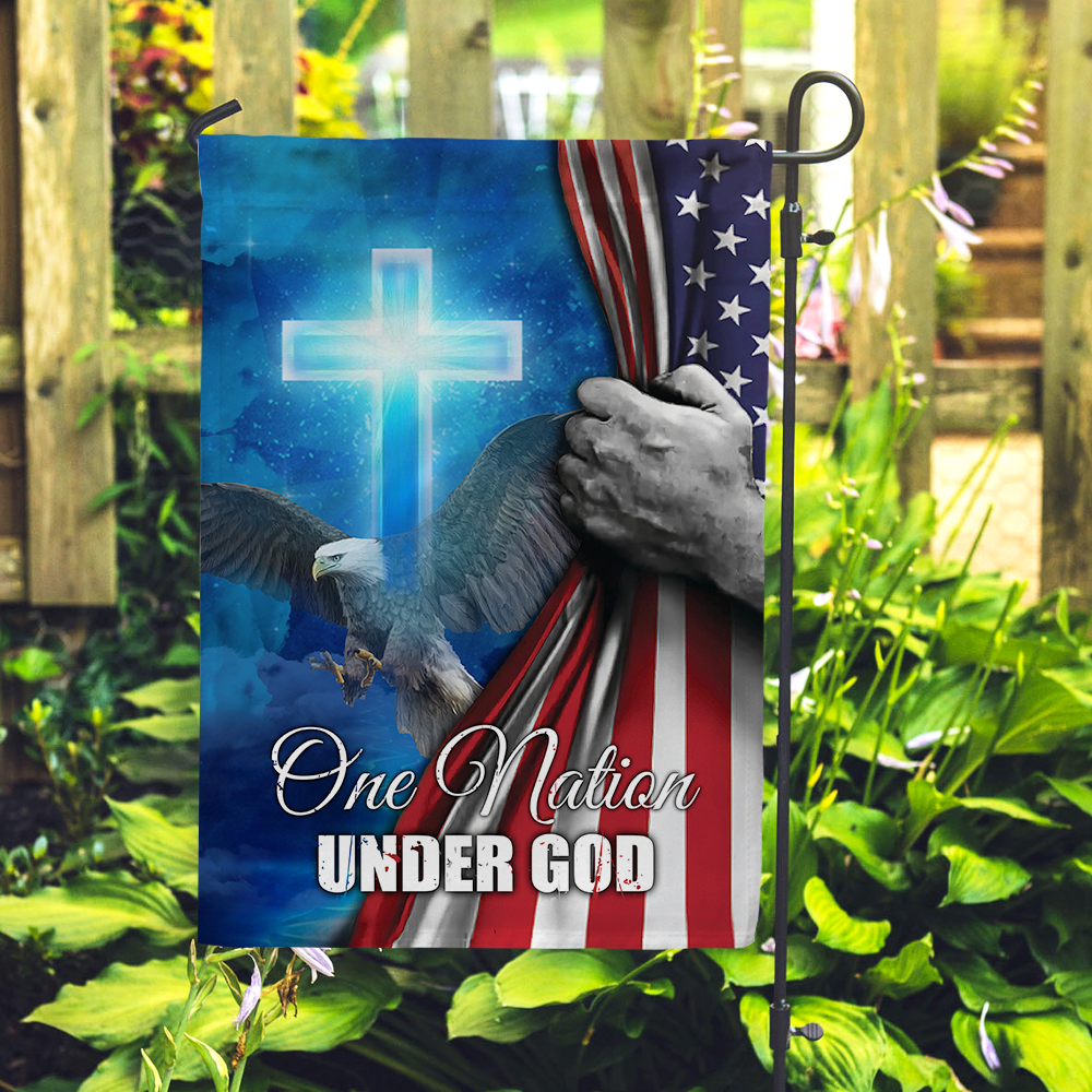 One Nation Under God American Christian Cross Flag AD