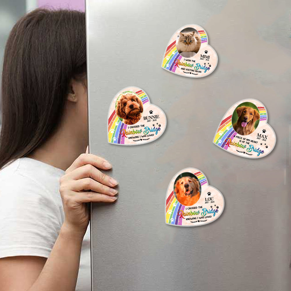 Custom A Piece Of My Heart Is At The Rainbow Bridge Pet Photo Magnets, Fridge Magnet, Memorial Gift JonxiFon