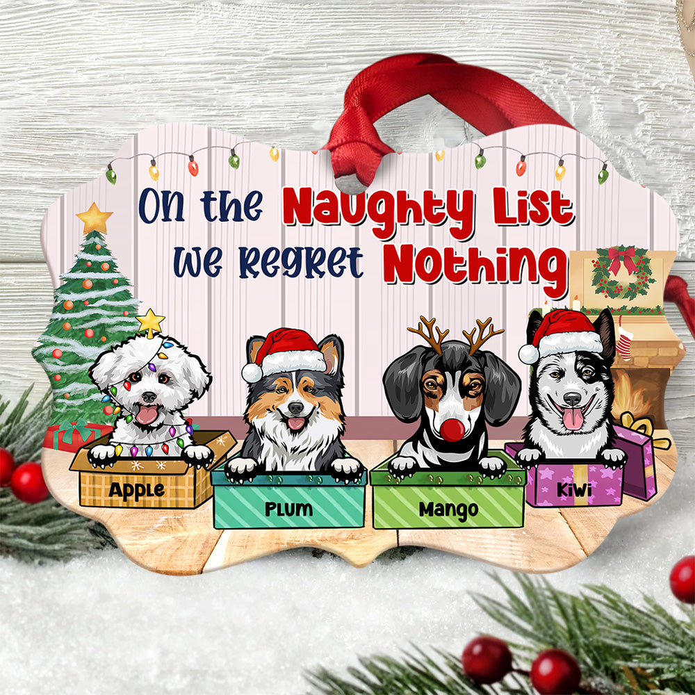 On The Naughty List Personalized Dog Christmas MDF Ornament, Customized Holiday Ornament AE
