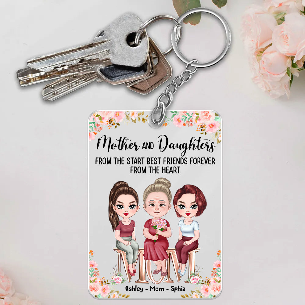 Personalized Mother And Daughters Best Friends From The Heart Acrylic Keychain, Gift For Mom JonxiFon