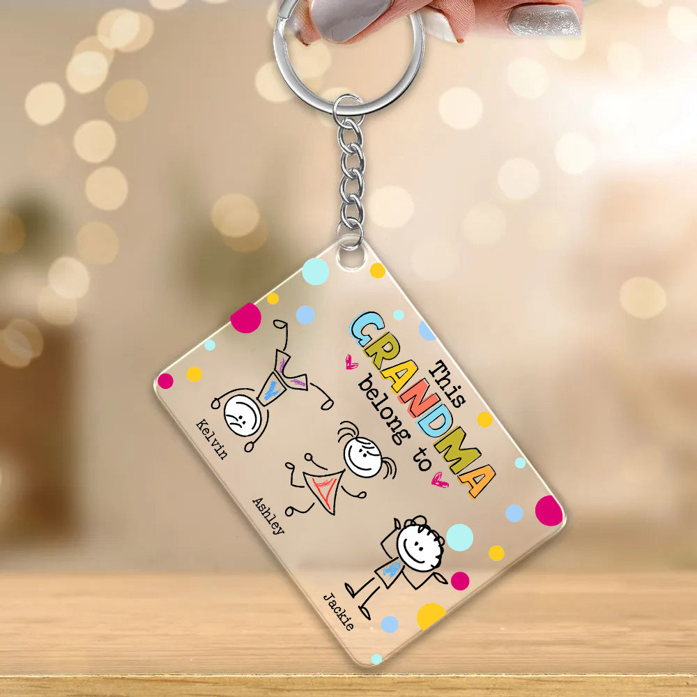 Personalized This Grandma Belongs To Drawing Acrylic Keychain, Gift For Grandma JonxiFon