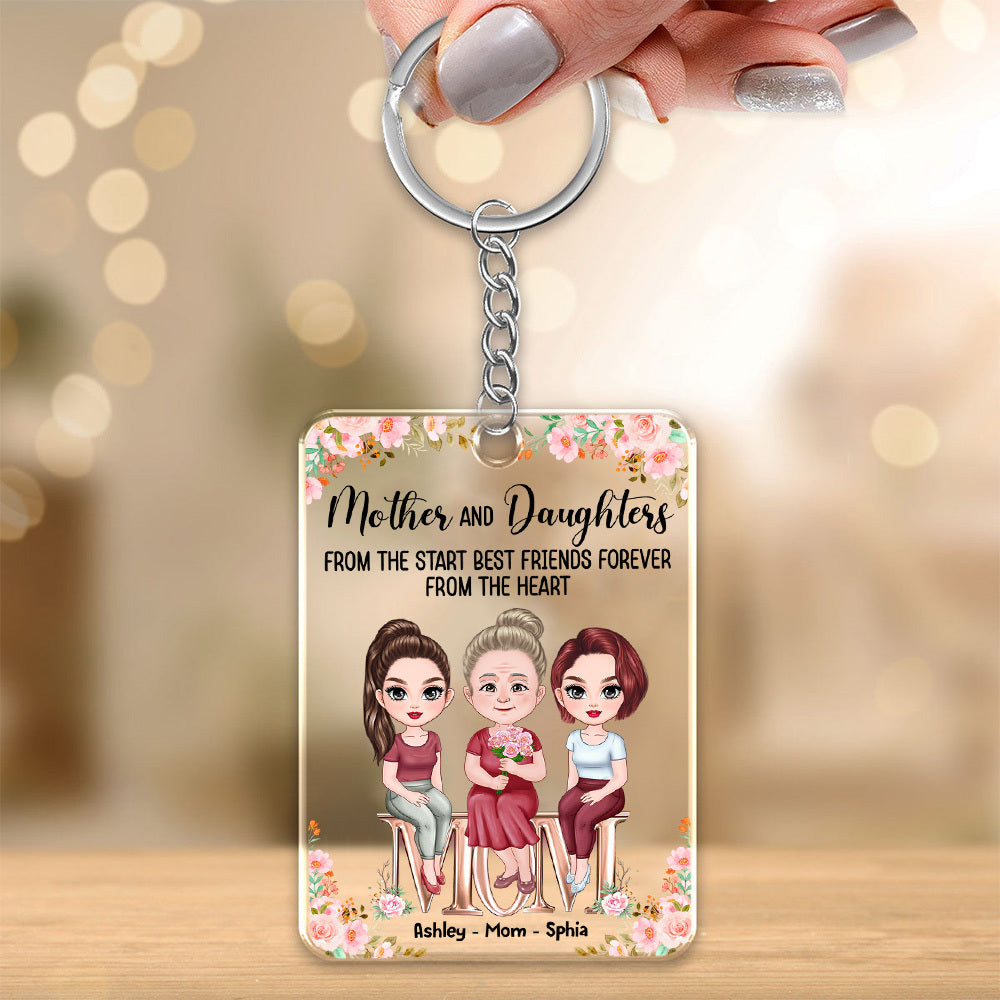 Personalized Mother And Daughters Best Friends From The Heart Acrylic Keychain, Gift For Mom JonxiFon