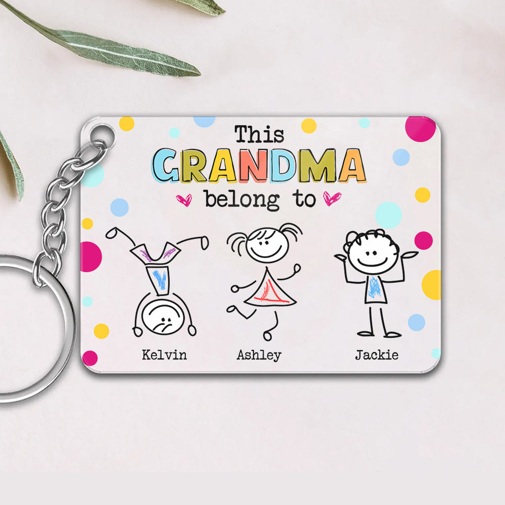 Personalized This Grandma Belongs To Drawing Acrylic Keychain, Gift For Grandma JonxiFon