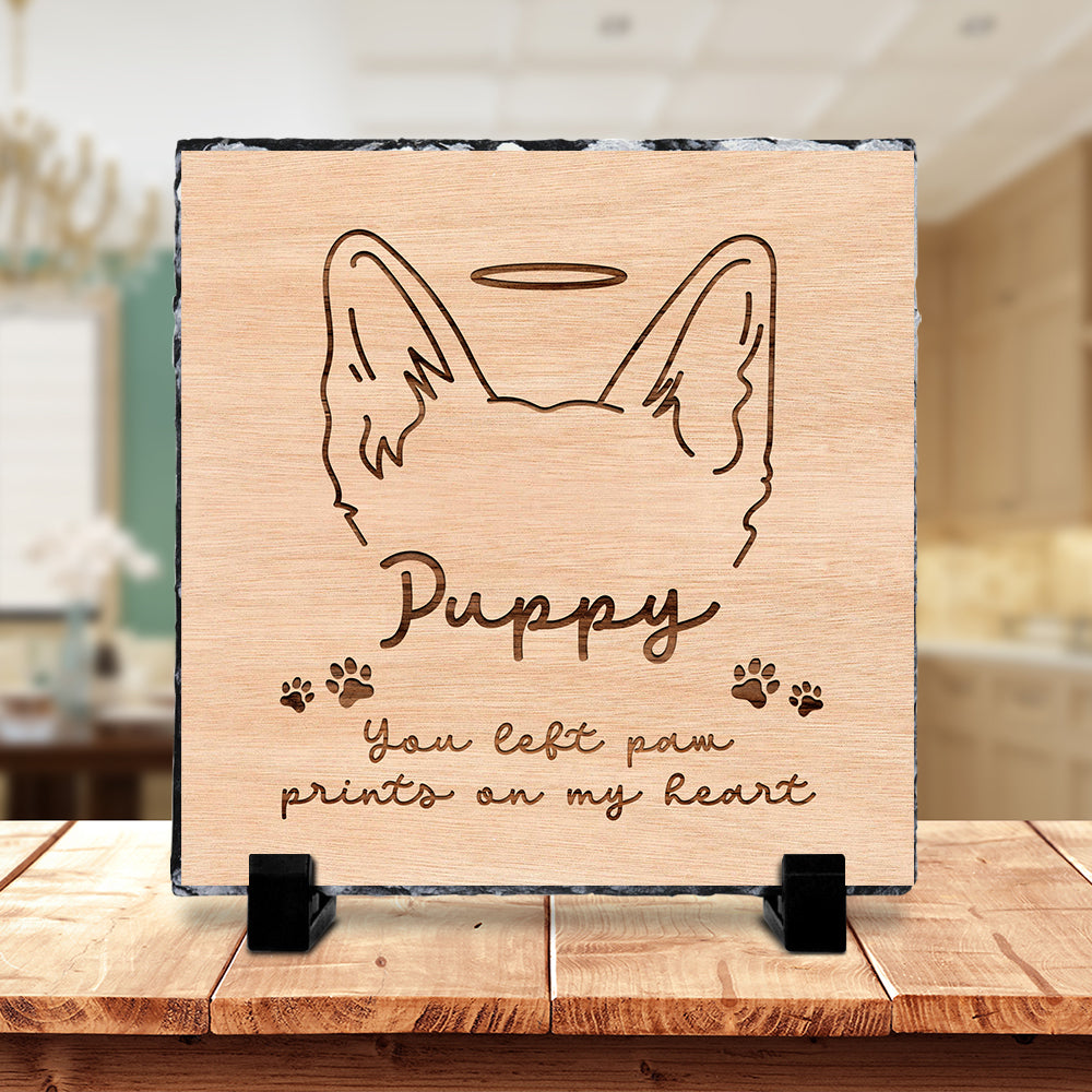 Pawprints On My Heart Ver 1 Dog Square Slate Gift for Dog lovers CTAn