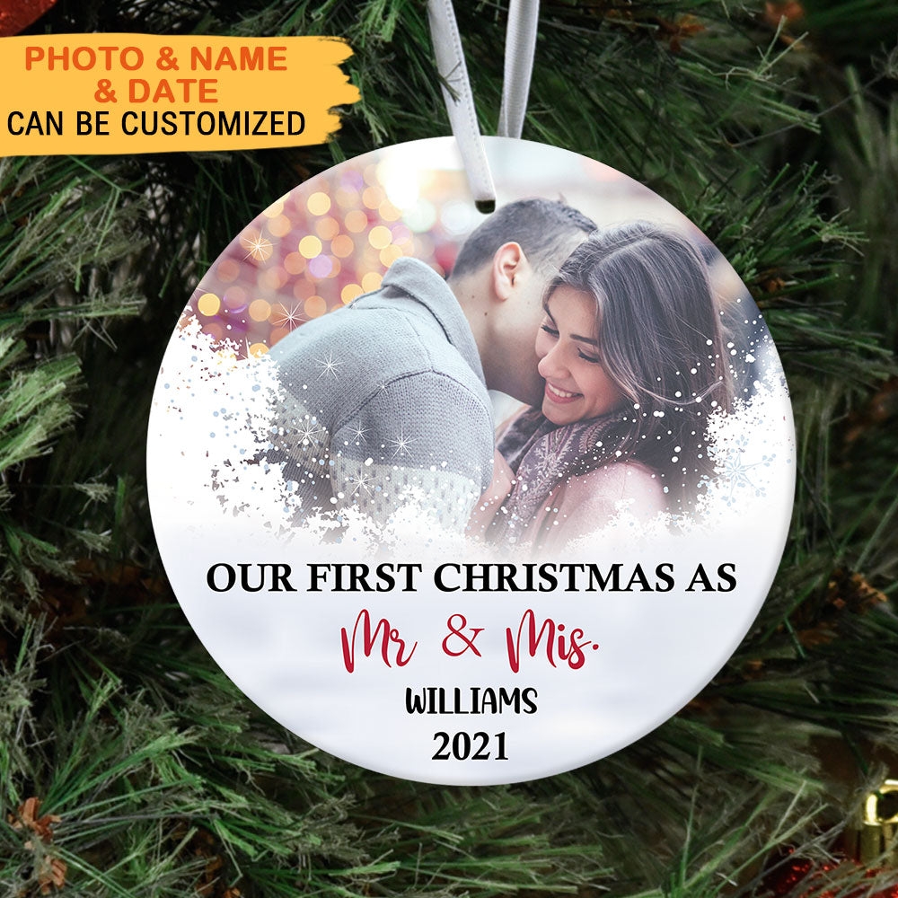 Our First Christmas Couple, Personalized Christmas Ornaments, Custom Photo Gift AE