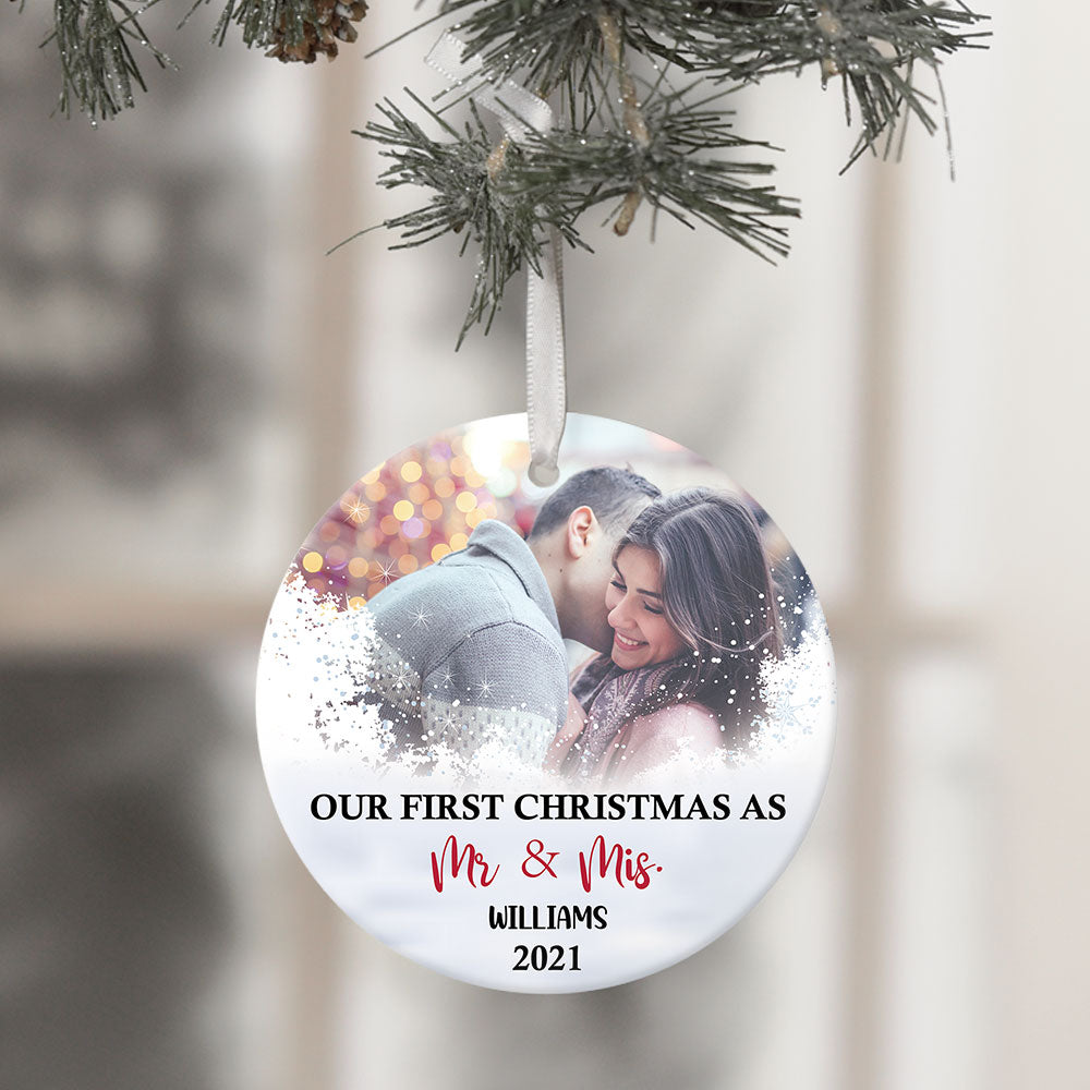 Our First Christmas Couple, Personalized Christmas Ornaments, Custom Photo Gift AE