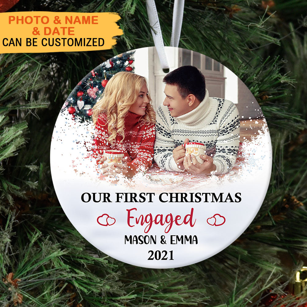 Our First Christmas Couple, Personalized Christmas Ornaments, Custom Photo Gift AE