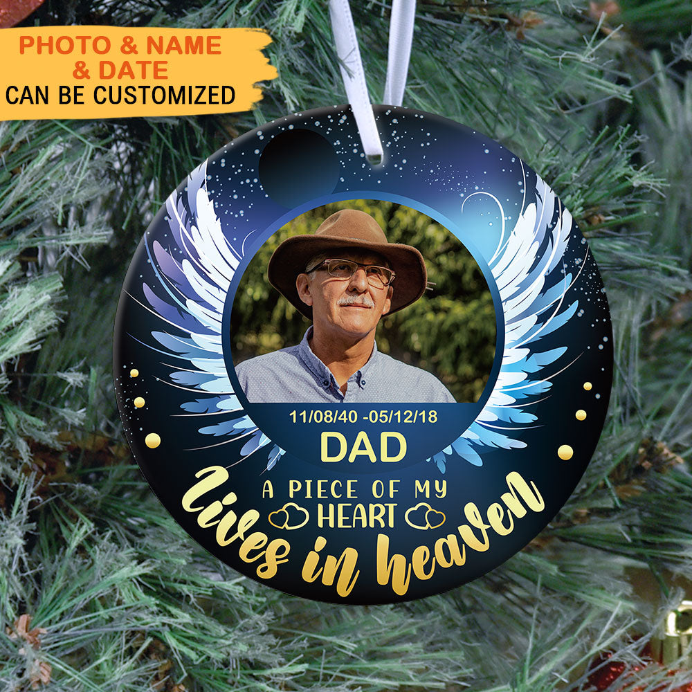 A Piece Of My Heart Lives In Heaven- Personalized Ornaments, Custom Photo Gift JonxiFon