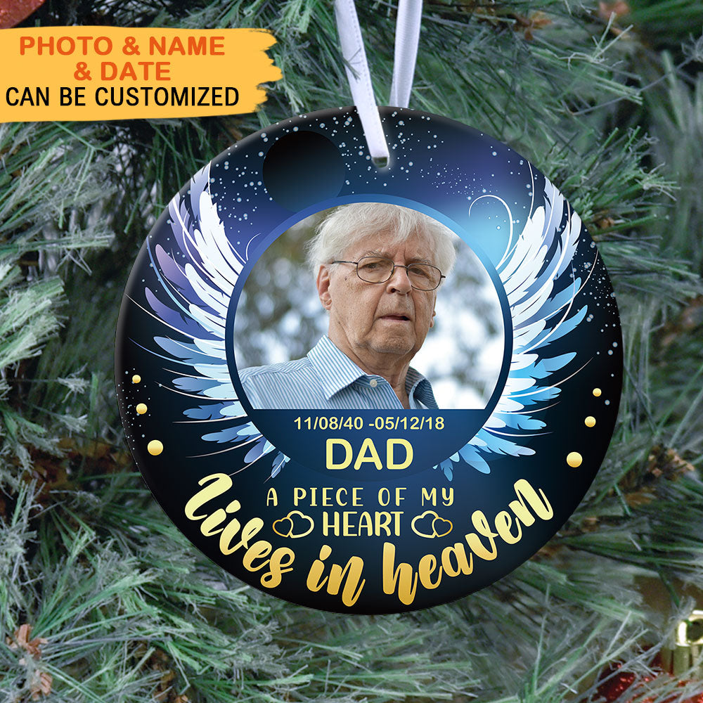 A Piece Of My Heart Lives In Heaven- Personalized Ornaments, Custom Photo Gift JonxiFon