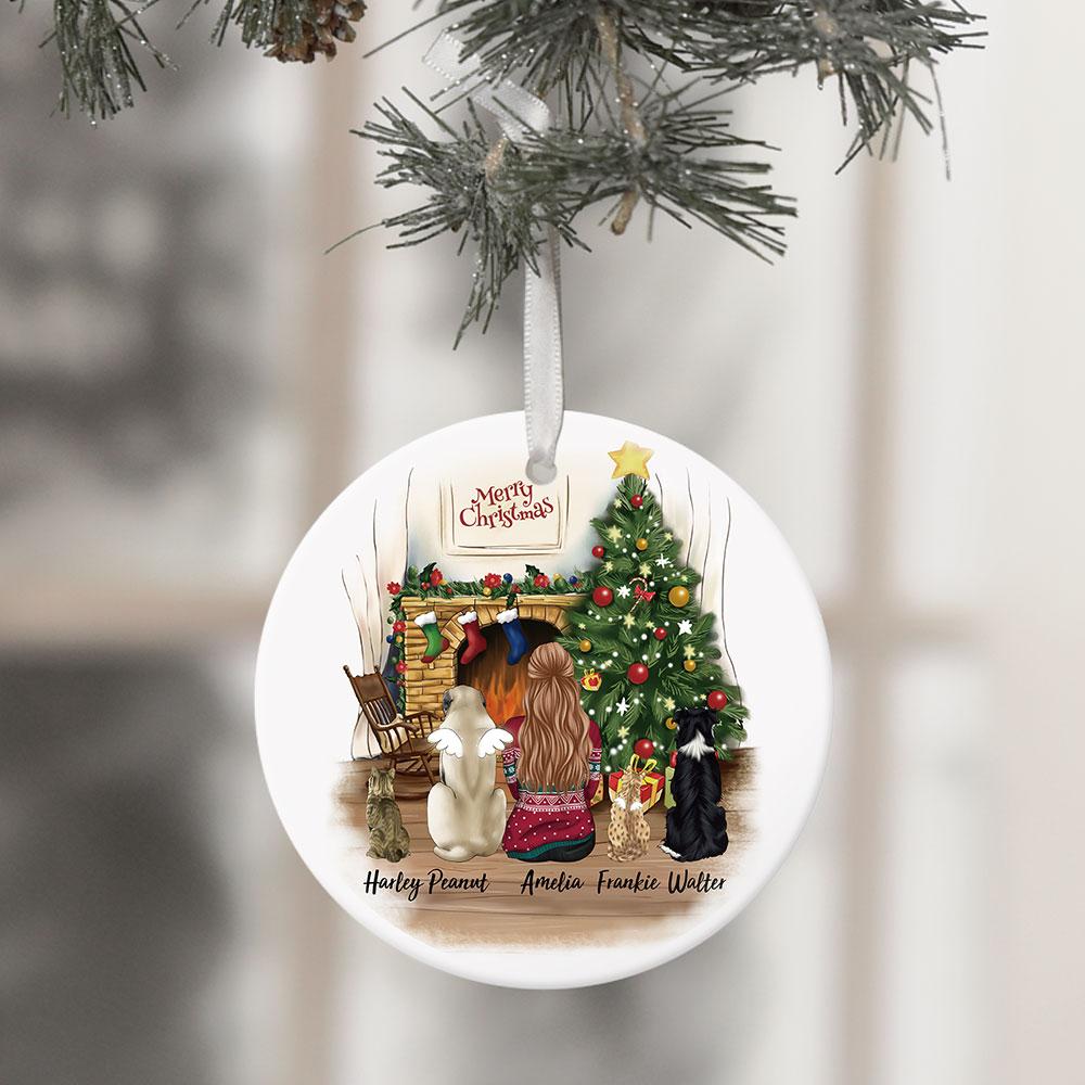 Fluffy Dog & Cat Memorial Gifts For Pet Lovers- Personalized Christmas Decorative Ornament AE