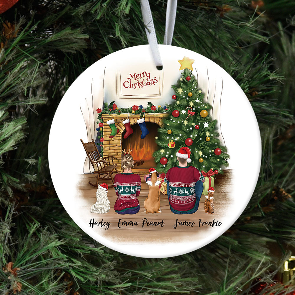 Personalized Christmas Ceramic Ornament Gifts For Pet Lovers -  Dog & Cat & Couple AE