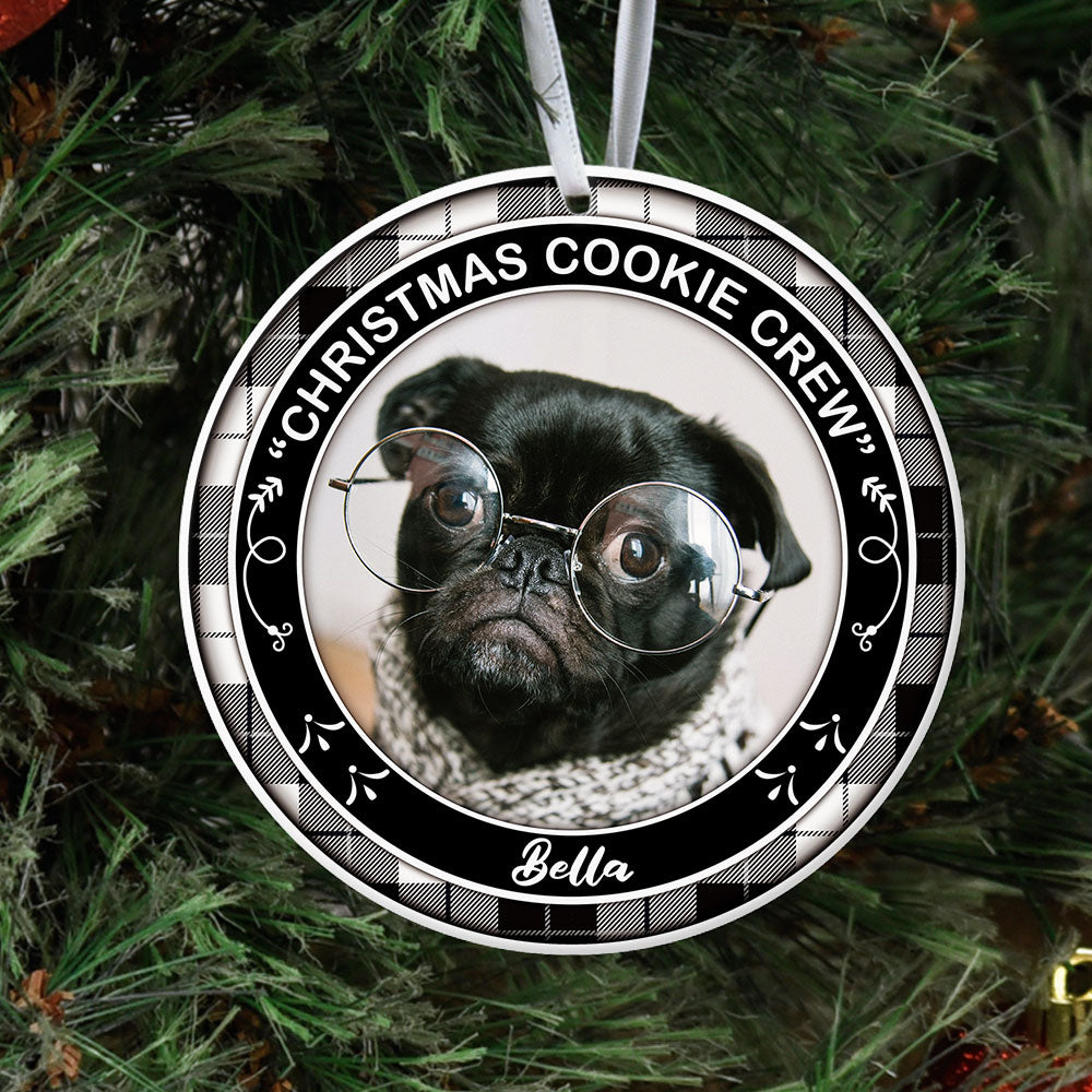 Merry Woofmas - Christmas Cookie Crew - Upload Pet Photo - Personalized Round Ornament AE