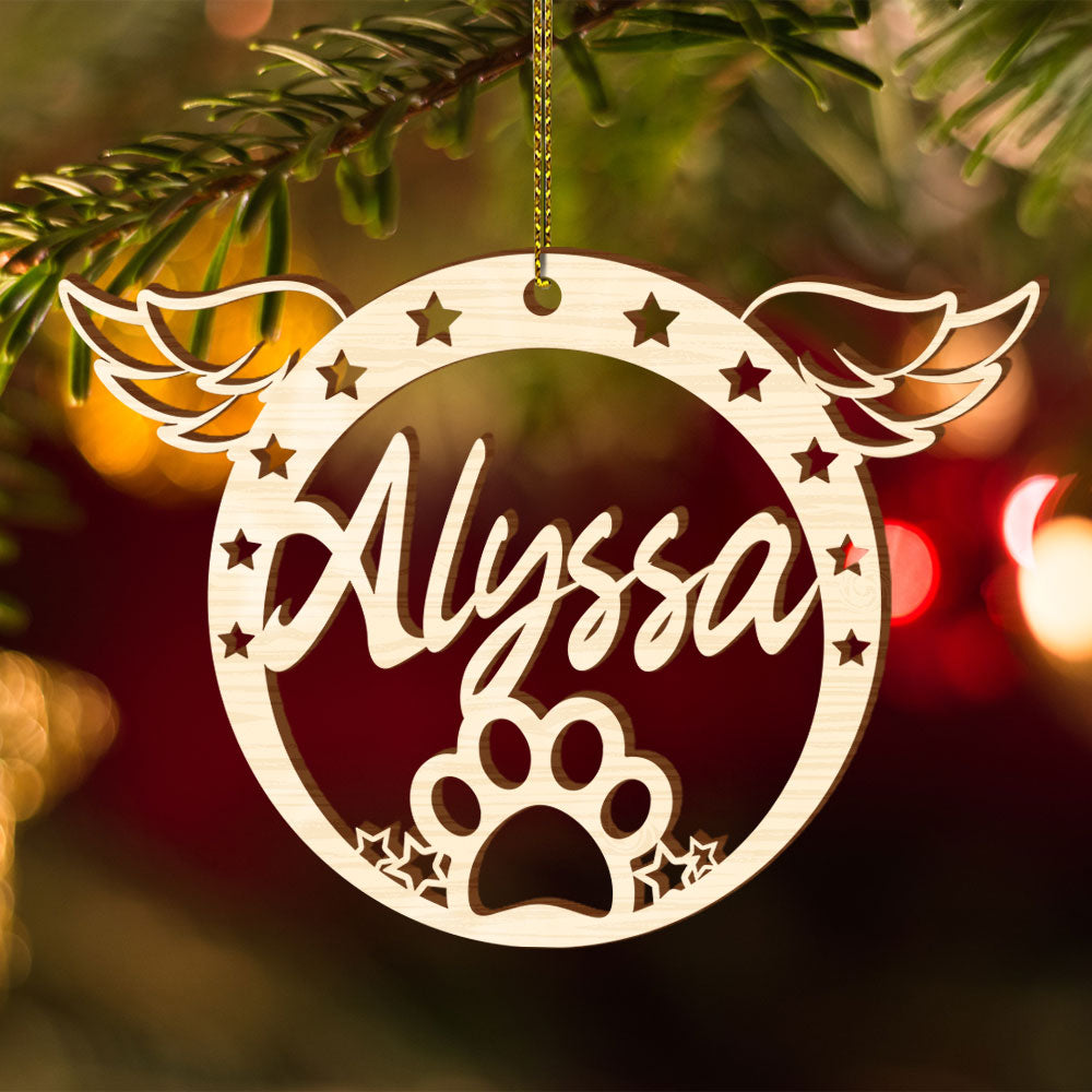 Decoration Gift For Christmas, Wedding & Anniversary - Personalized  Wooden Pet Ornament AE