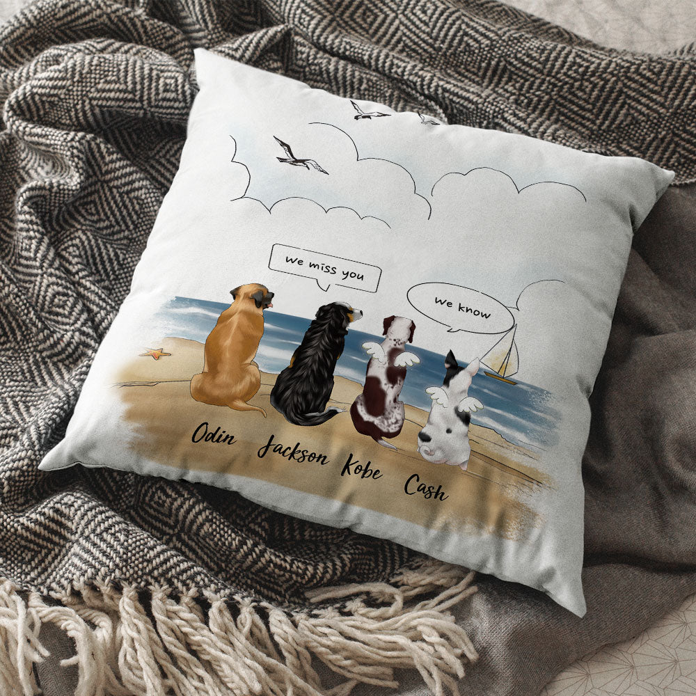 I Miss You Conversation Throw Pillow - Fluffy Dog & Cat Memorial Gifts AD