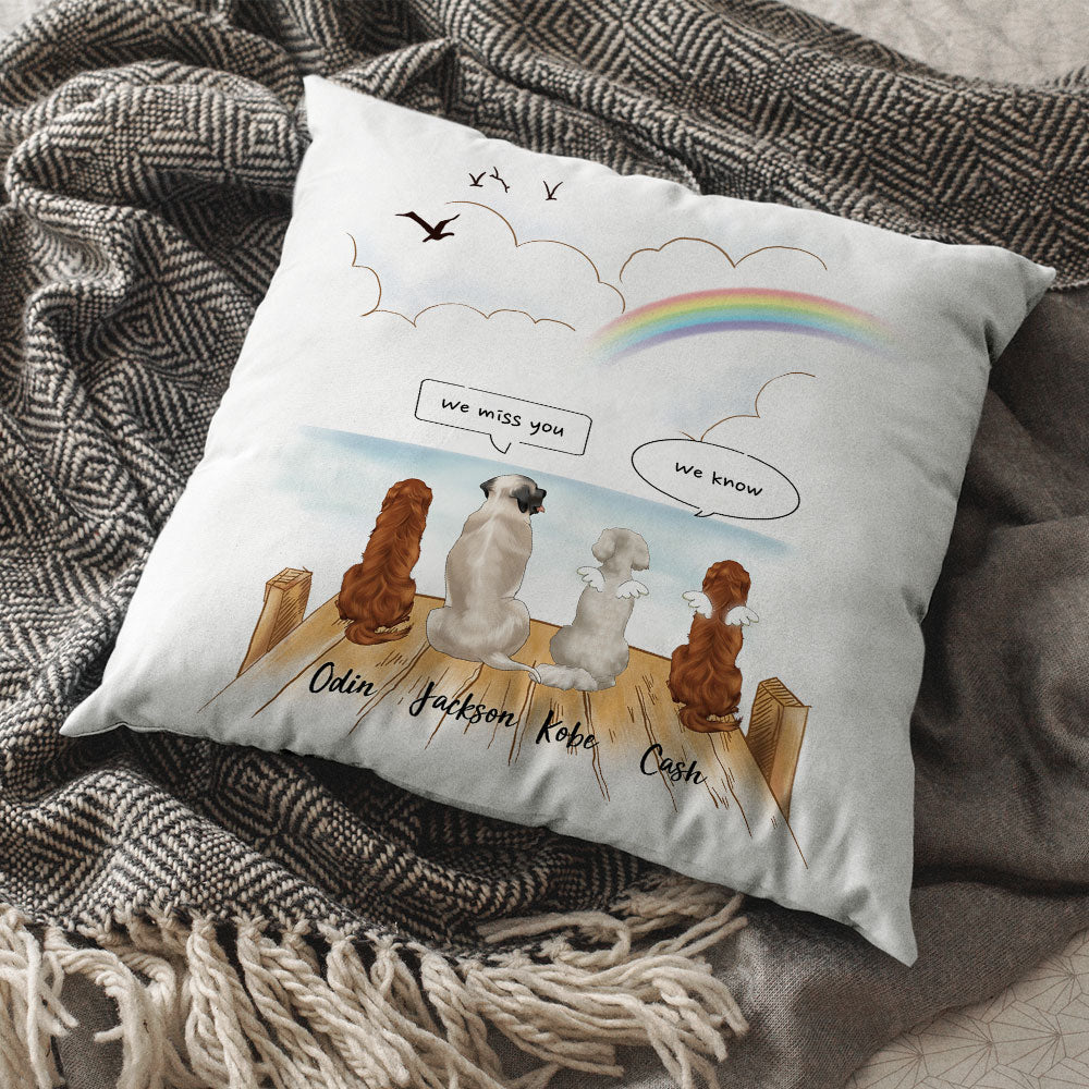 I Miss You Conversation Throw Pillow - Fluffy Dog & Cat Memorial Gifts AD