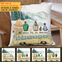 Thumbnail for Fluffy Family Gifts Throw Pillow - Personalized Pillow - Camping AD