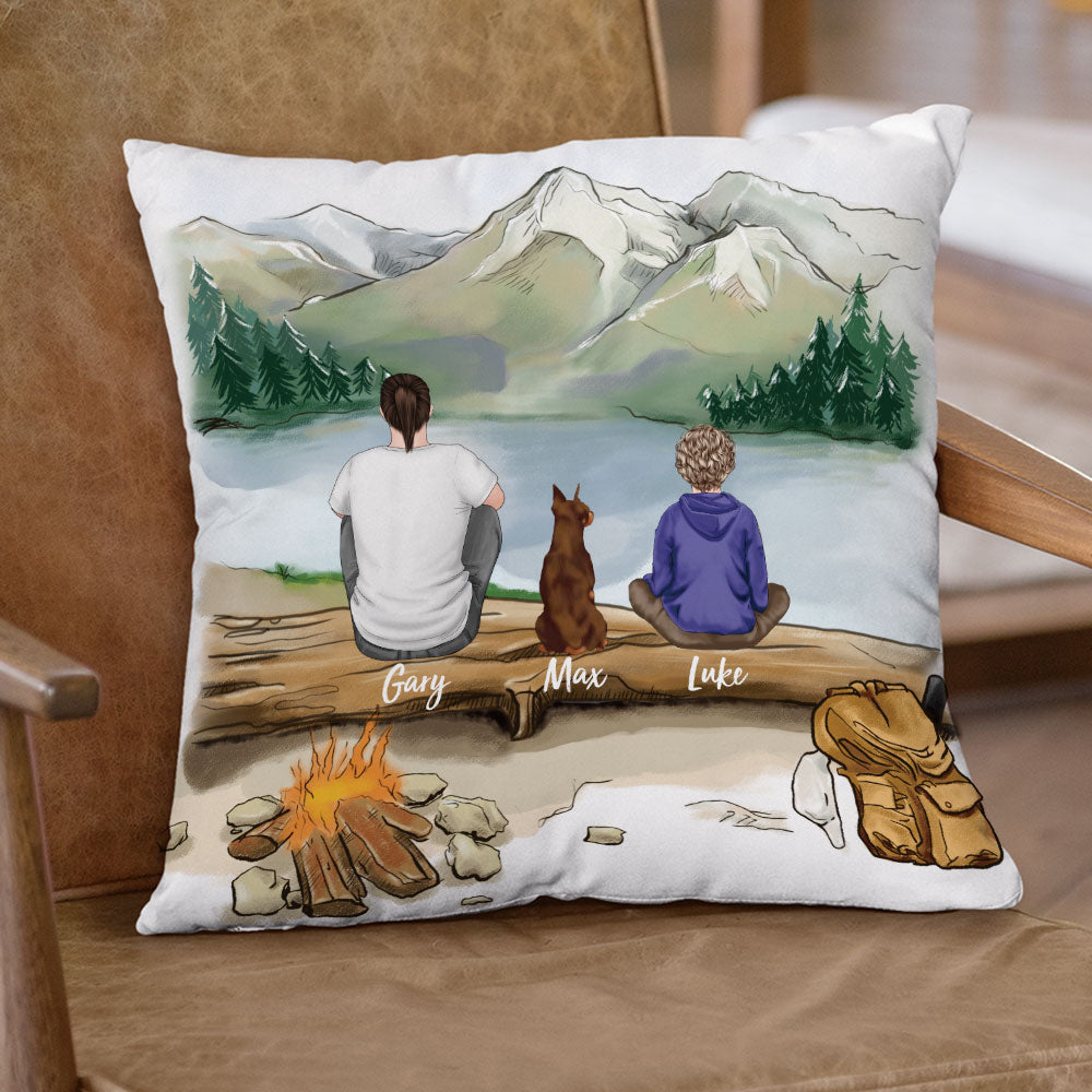 Fluffy Family Gifts Throw Pillow - Personalized Pillow - Hiking AD