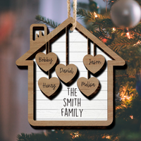 Thumbnail for Together We Make A Family House 2 Layered Wood Custom Shape Christmas Ornament AE