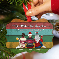 Thumbnail for Personalized Mother & Daughters Forever Linked Together Benelux Shaped Wood Christmas Ornament AE