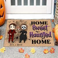 Thumbnail for Personalized Home Sweet Haunted Home Halloween Couple House Doormat AB