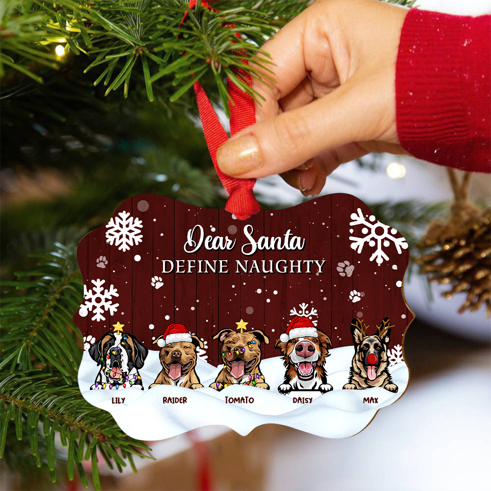Dear Santa Define Naughty Christmas Dog Personalized Aluminum Ornament,  Christmas Gift For Dog Lovers AE