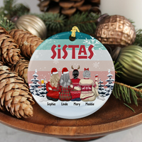 Thumbnail for Sistas At Heart Christmas Personalized Ornament, Customized Holiday Ornament AE