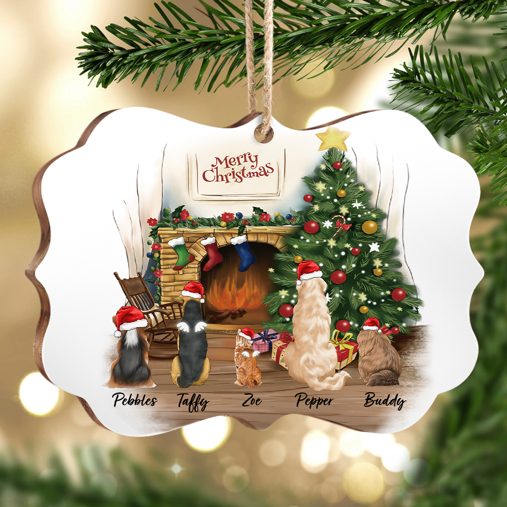 Personalized Fluffy Dog & Cat Christmas Decorative Ornament, Gift For Pet Lovers AE