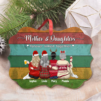 Thumbnail for Personalized Mother & Daughters Forever Linked Together Benelux Shaped Wood Christmas Ornament AE