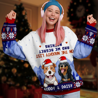 Thumbnail for On the Naughty List Personalized Ugly Christmas Sweatshirt, Funny Xmas Gift For Dog Lovers AB