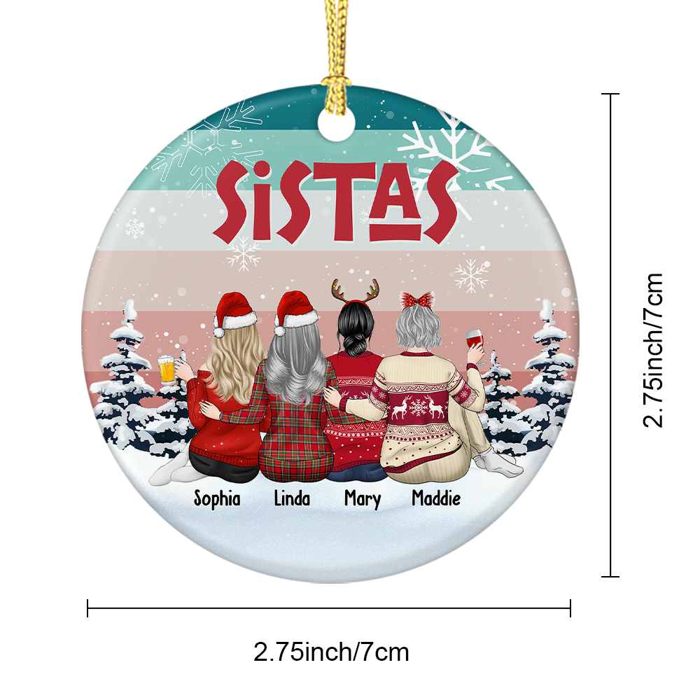 Sistas At Heart Christmas Personalized Ornament, Customized Holiday Ornament AE