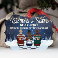 Thumbnail for Personalized Brothers & Sisters Never Apart Benelux Shaped Wood Christmas Ornament AE