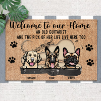 Thumbnail for Guitarist His Pick And Dog Live Here Custom Doormat, DIY Gift For Dog Lovers AB