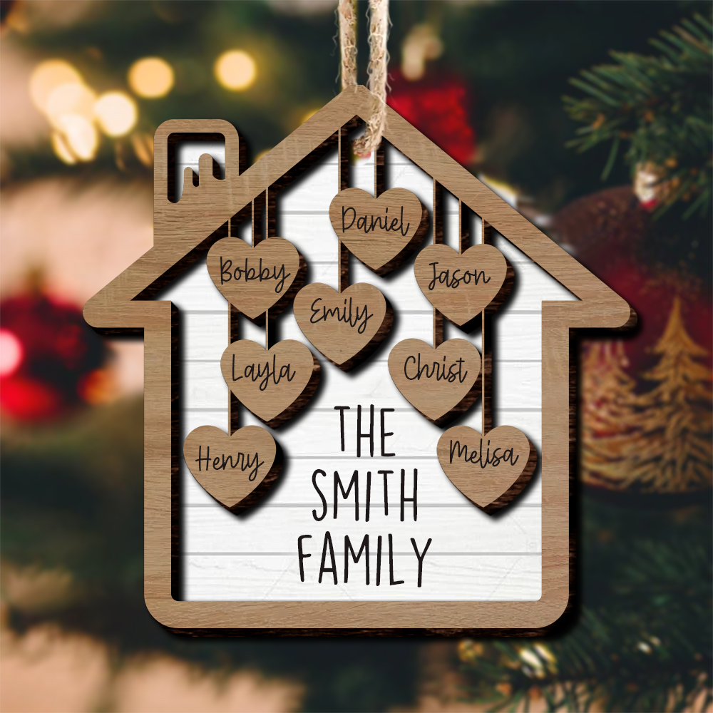 Together We Make A Family House 2 Layered Wood Custom Shape Christmas Ornament AE