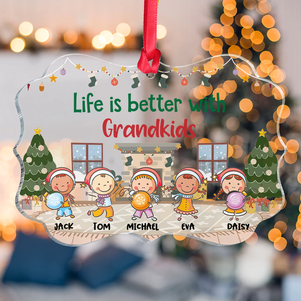 Personalized Mom Grandma Belongs To Kids Acrylic Benelux Ornament, Customized Holiday Ornament AE