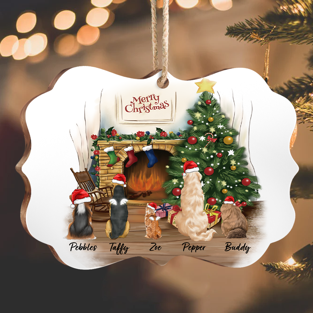 Personalized Fluffy Dog & Cat Christmas Decorative Ornament, Gift For Pet Lovers AE