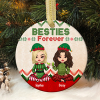 Thumbnail for Besties Friends Forever Christmas Personalized Ornament, Customized Holiday Ornament AE