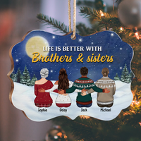 Thumbnail for Life Is Better With Brothers & Sisters Benelux Shaped Wood Christmas Ornament AE