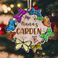 Thumbnail for Grandma Nana Butterflies Garden Acrylic Custom Shaped Christmas Ornament, Gift For Grandma, Mom - Personalized Shaped Wood Sign AE