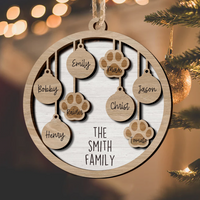 Thumbnail for Personalized Dog Lovers Family Round Shaped 2 Layered Wood Christmas Ornament AE