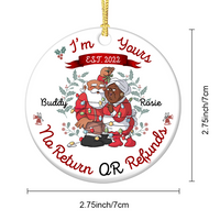 Thumbnail for Personalized I'm Yours No Refund Santa Claus Couple Printed Ceramic Ornament, Gift For Grandparent AE