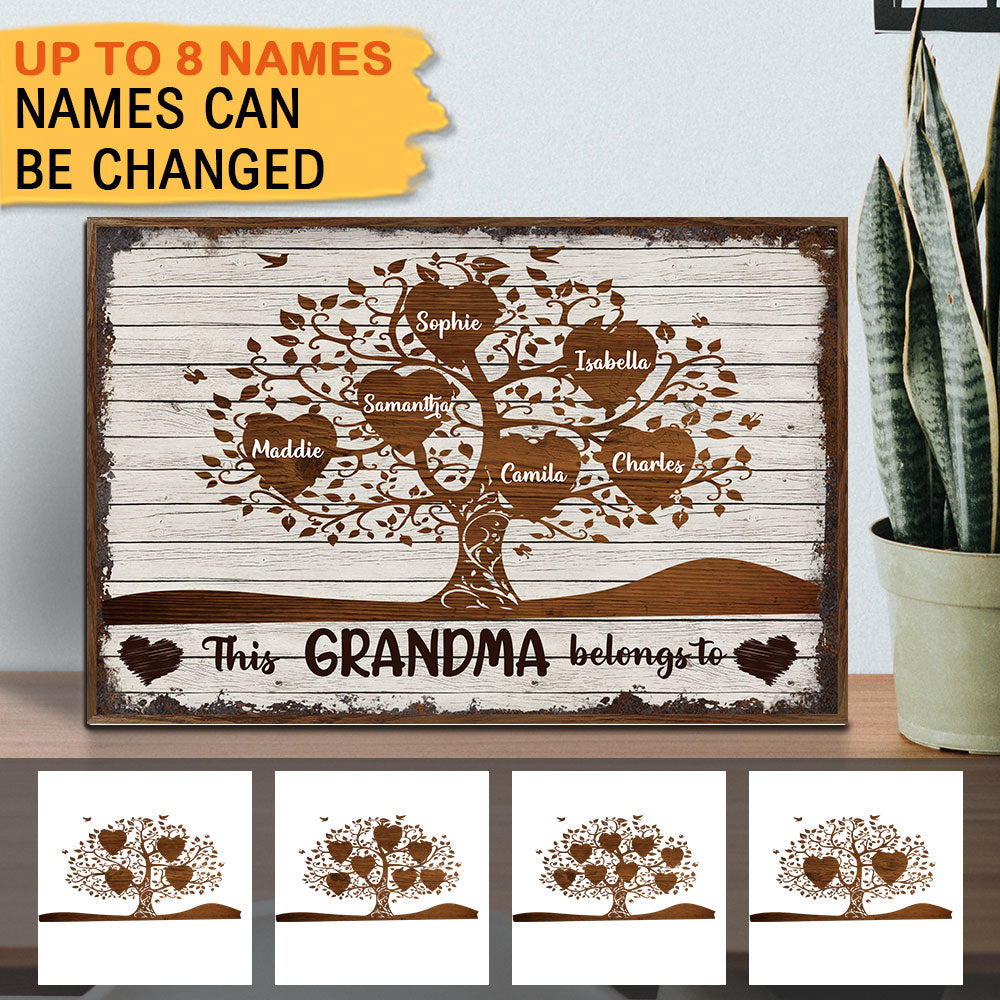This Grandma Belongs To Personalized Canvas Wall Art AK